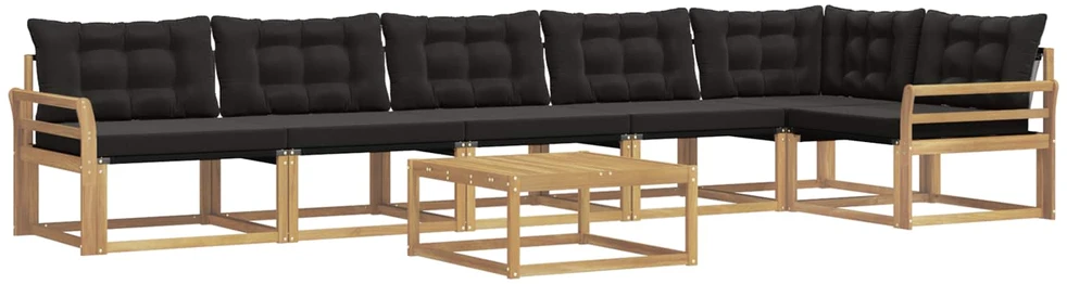 Lauko sofos komplektas 7 vnt. Balta ir juoda