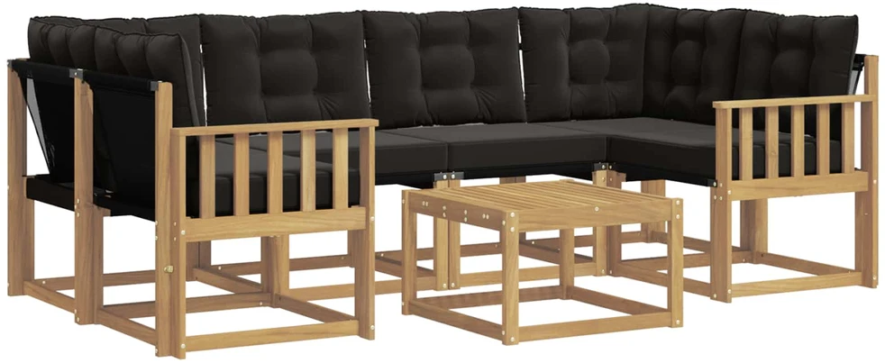 Lauko sofos komplektas 7 vnt. Balta ir juoda