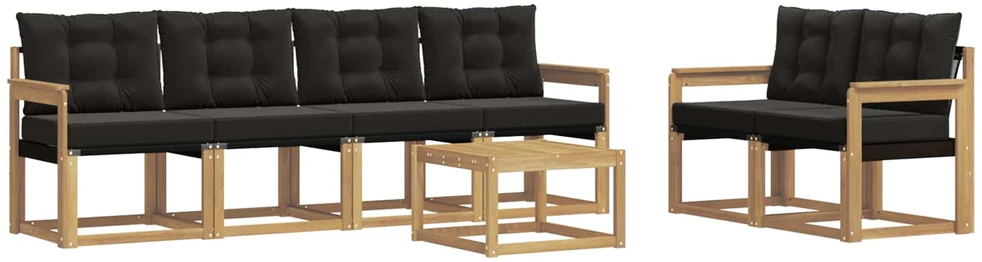 Lauko sofos komplektas 7 vnt. Balta ir juoda