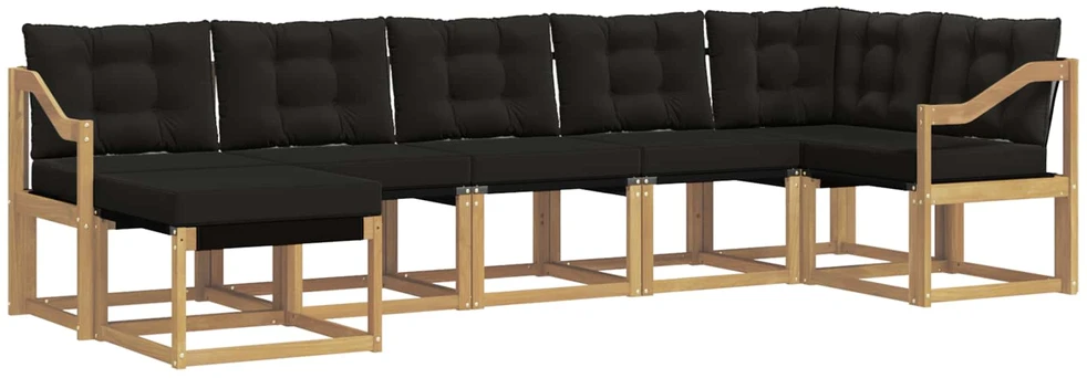 Lauko sofos komplektas 7 vnt. Balta ir juoda