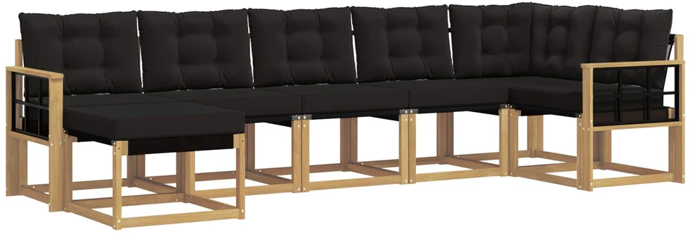 Lauko sofos komplektas 7 vnt. 7 vietos Balta ir juoda