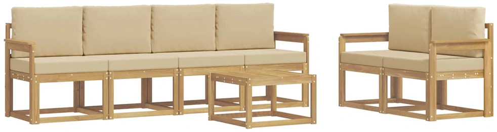 Lauko sofos komplektas 7 vnt. Balta ir kreminė