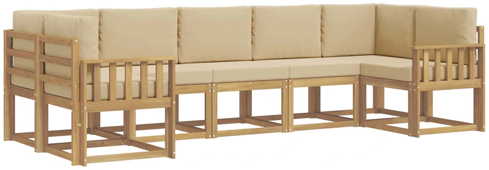 Lauko sofos komplektas 7 vnt. Balta ir kreminė
