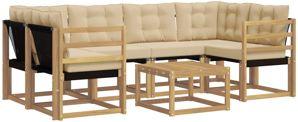 Lauko sofos komplektas 7 vnt. Balta ir kreminė