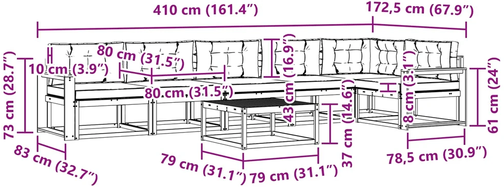 Lauko sofos komplektas 7 vnt. Balta ir kreminė Poliesteris