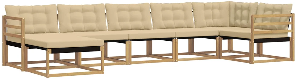 Lauko sofos komplektas 7 vnt. Balta ir kreminė