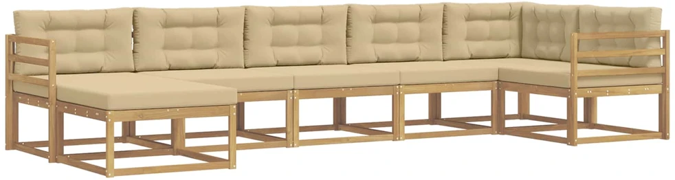 Lauko sofos komplektas 7 vnt. Balta ir kreminė