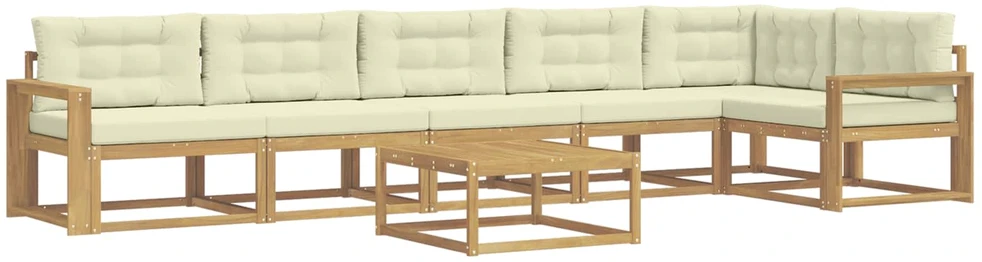 Lauko sofos komplektas 7 vnt. 6 vietos Balta ir kreminė