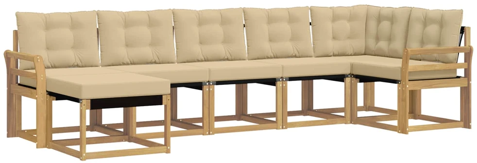 Lauko sofos komplektas 7 vnt. Balta ir kreminė