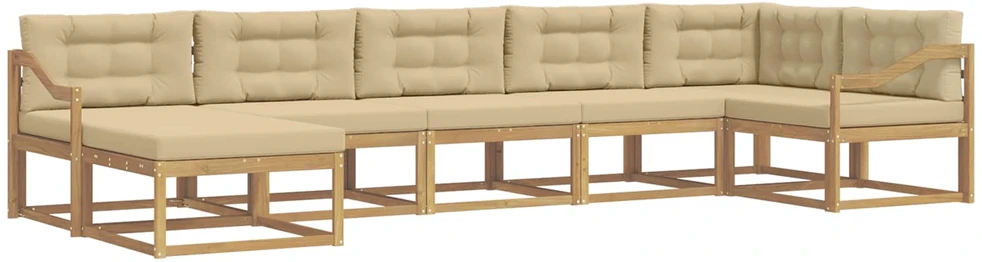 Lauko sofos komplektas 7 vnt. 7 vietos Balta ir kreminė