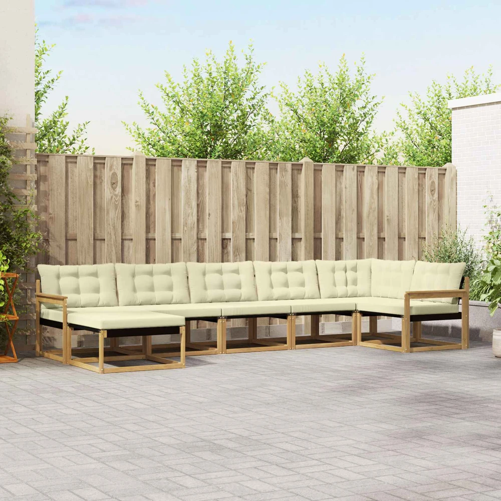 Lauko sofos komplektas 7 vnt. Balta ir kreminė