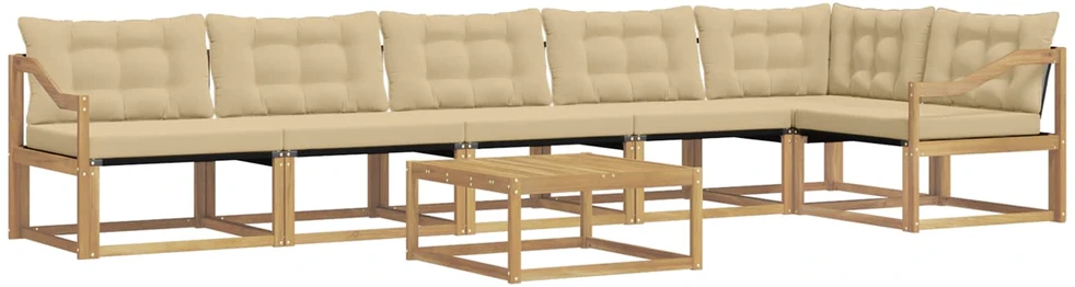 Lauko sofos komplektas 7 vnt. Balta ir kreminė