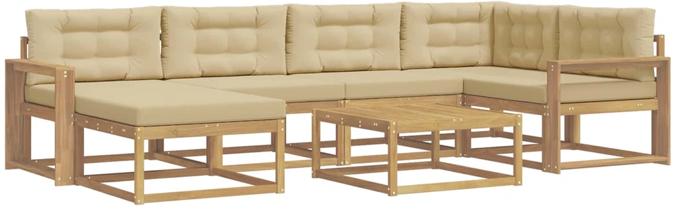 Lauko sofos komplektas 7 vnt. Balta ir kreminė