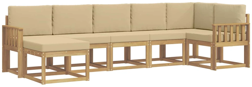 Lauko sofos komplektas 7 vnt. 7 vietos Balta ir kreminė