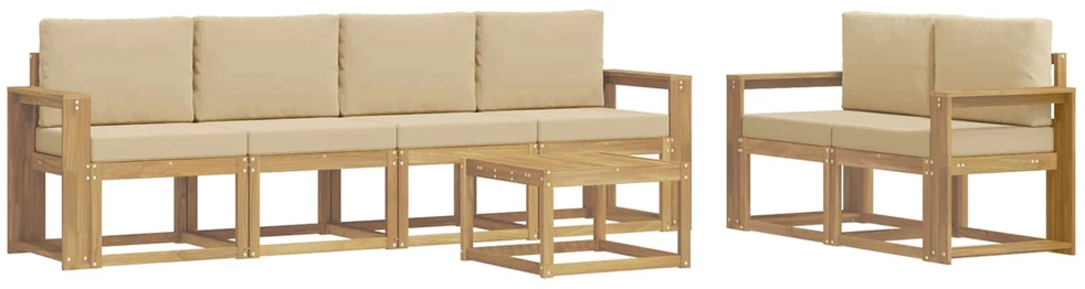 Lauko sofos komplektas 7 vnt. Balta ir kreminė