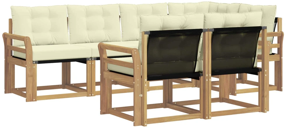 Lauko sofos komplektas 7 vnt. 7 vietos Balta ir kreminė