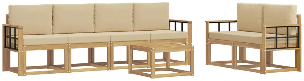 Lauko sofos komplektas 7 vnt. Balta ir kreminė
