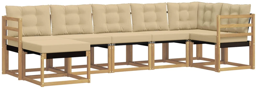 Lauko sofos komplektas 7 vnt. 7 vietos Balta ir kreminė