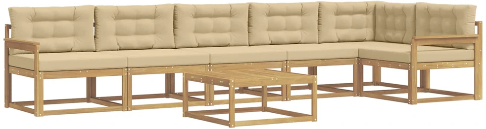 Lauko sofos komplektas 7 vnt. 6 vietos Balta ir kreminė