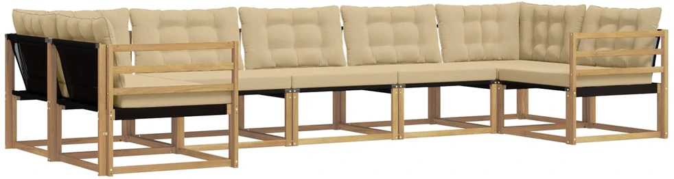 Lauko sofos komplektas 7 vnt. Balta ir kreminė
