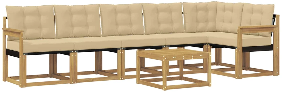 Lauko sofos komplektas 7 vnt. Balta ir kreminė