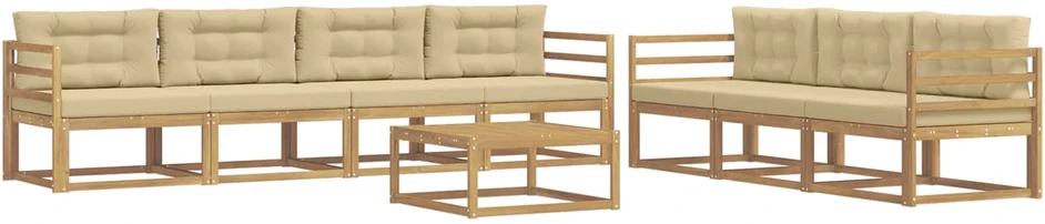 Lauko sofos komplektas 7 vnt. 7 vietos Balta ir kreminė