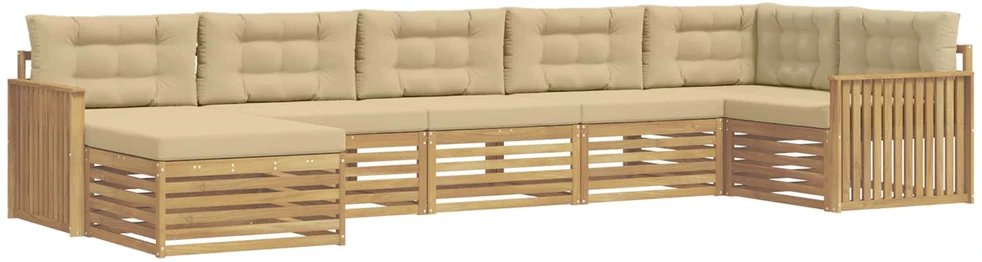 Lauko sofos komplektas 7 vnt. 7 vietos Balta ir kreminė