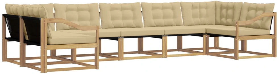 Lauko sofos komplektas 7 vnt. Balta ir kreminė