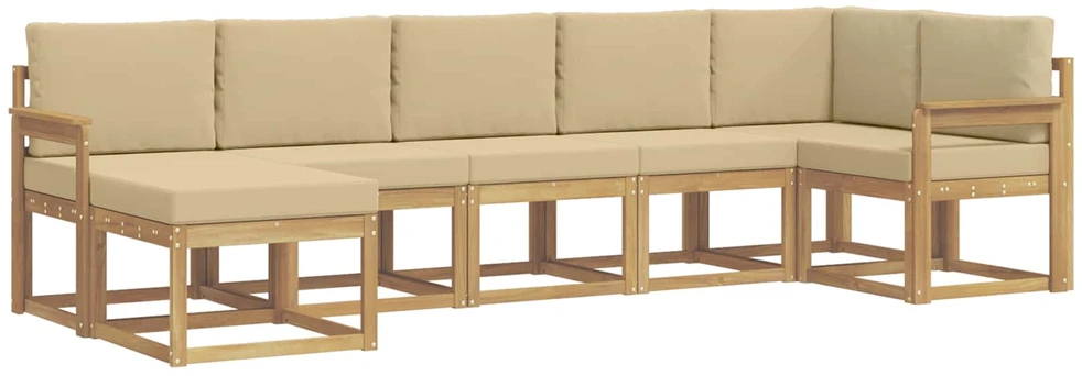 Lauko sofos komplektas 7 vnt. 7 vietos Balta ir kreminė