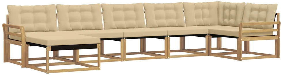 Lauko sofos komplektas 7 vnt. Balta ir kreminė