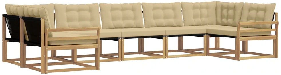Lauko sofos komplektas 7 vnt. Balta ir kreminė