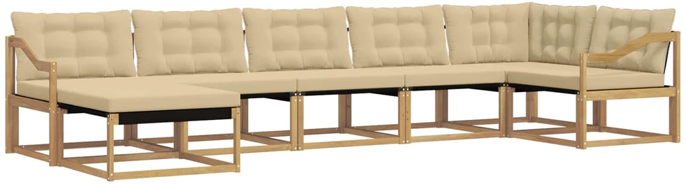 Lauko sofos komplektas 7 vnt. Balta ir kreminė