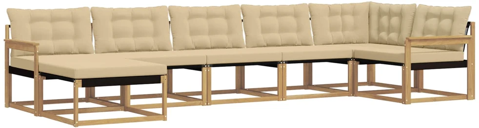 Lauko sofos komplektas 7 vnt. Balta ir kreminė