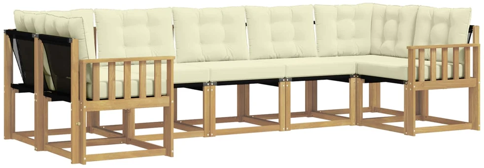Lauko sofos komplektas 7 vnt. 7 vietos Balta ir kreminė