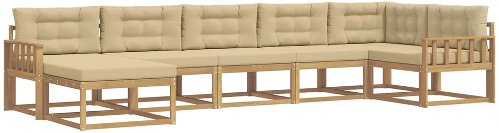 Lauko sofos komplektas 7 vnt. Balta ir kreminė