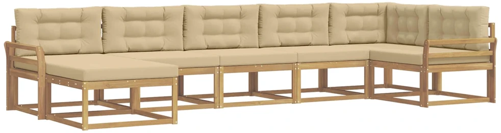 Lauko sofos komplektas 7 vnt. Balta ir kreminė