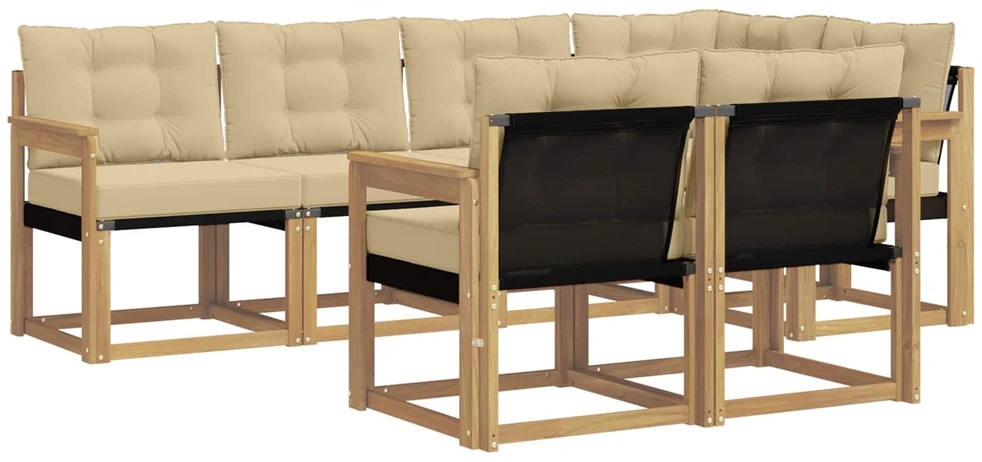 Lauko sofos komplektas 7 vnt. 7 vietos Balta ir kreminė