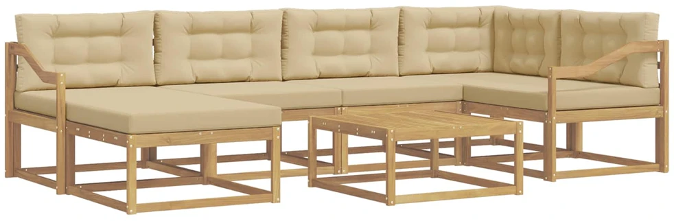 Lauko sofos komplektas 7 vnt. Balta ir kreminė
