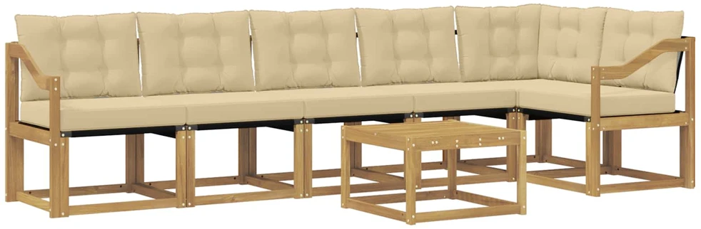 Lauko sofos komplektas 7 vnt. Balta ir kreminė