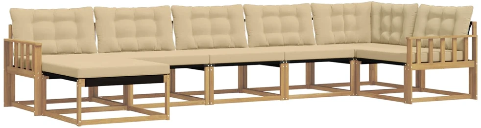 Lauko sofos komplektas 7 vnt. 7 vietos Balta ir kreminė