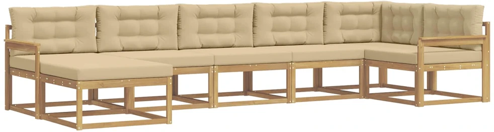 Lauko sofos komplektas 7 vnt. Balta ir kreminė