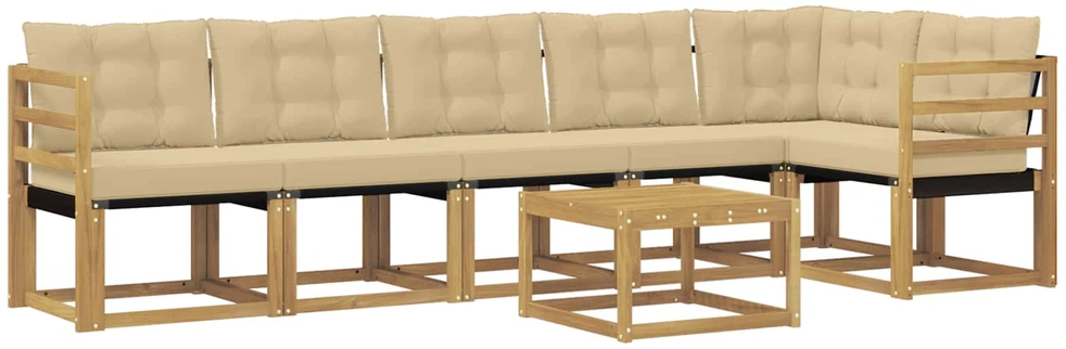 Lauko sofos komplektas 7 vnt. Balta ir kreminė
