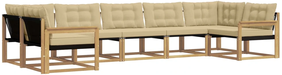Lauko sofos komplektas 7 vnt. Balta ir kreminė