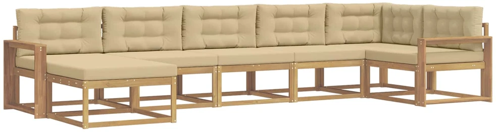 Lauko sofos komplektas 7 vnt. Balta ir kreminė