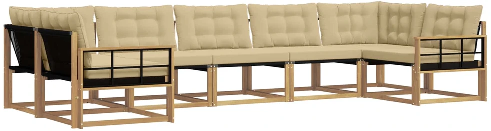 Lauko sofos komplektas 7 vnt. Balta ir kreminė