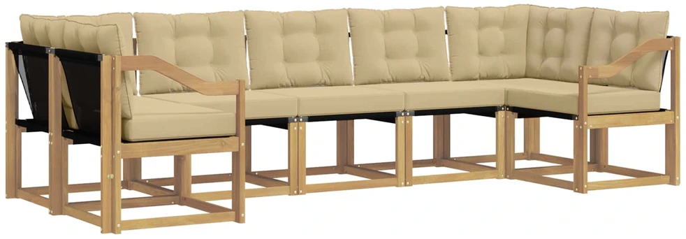 Lauko sofos komplektas 7 vnt. 7 vietos Balta ir kreminė