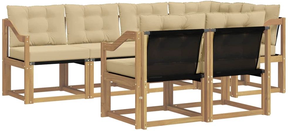 Lauko sofos komplektas 7 vnt. Balta ir kreminė