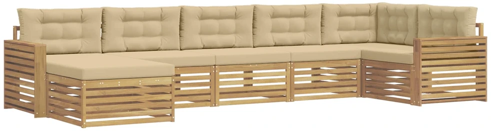 Lauko sofos komplektas 7 vnt. Balta ir kreminė