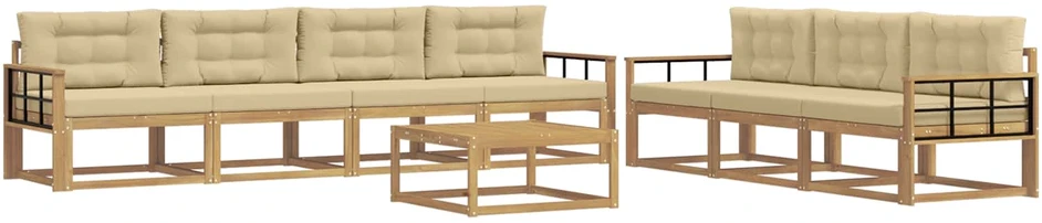 Lauko sofos komplektas 7 vnt. 7 vietos Balta ir kreminė