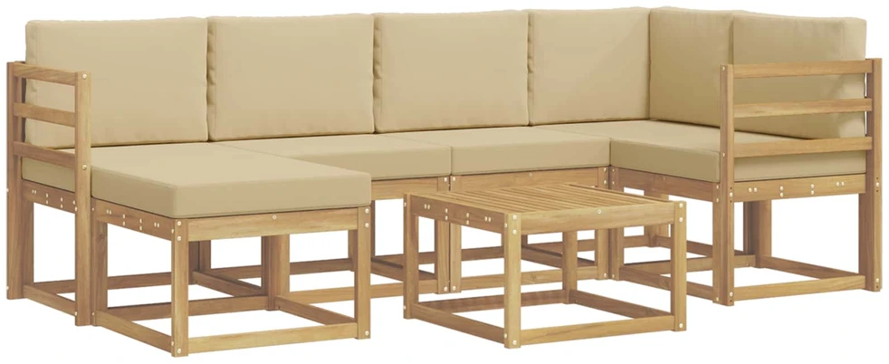 Lauko sofos komplektas 7 vnt. Balta ir kreminė